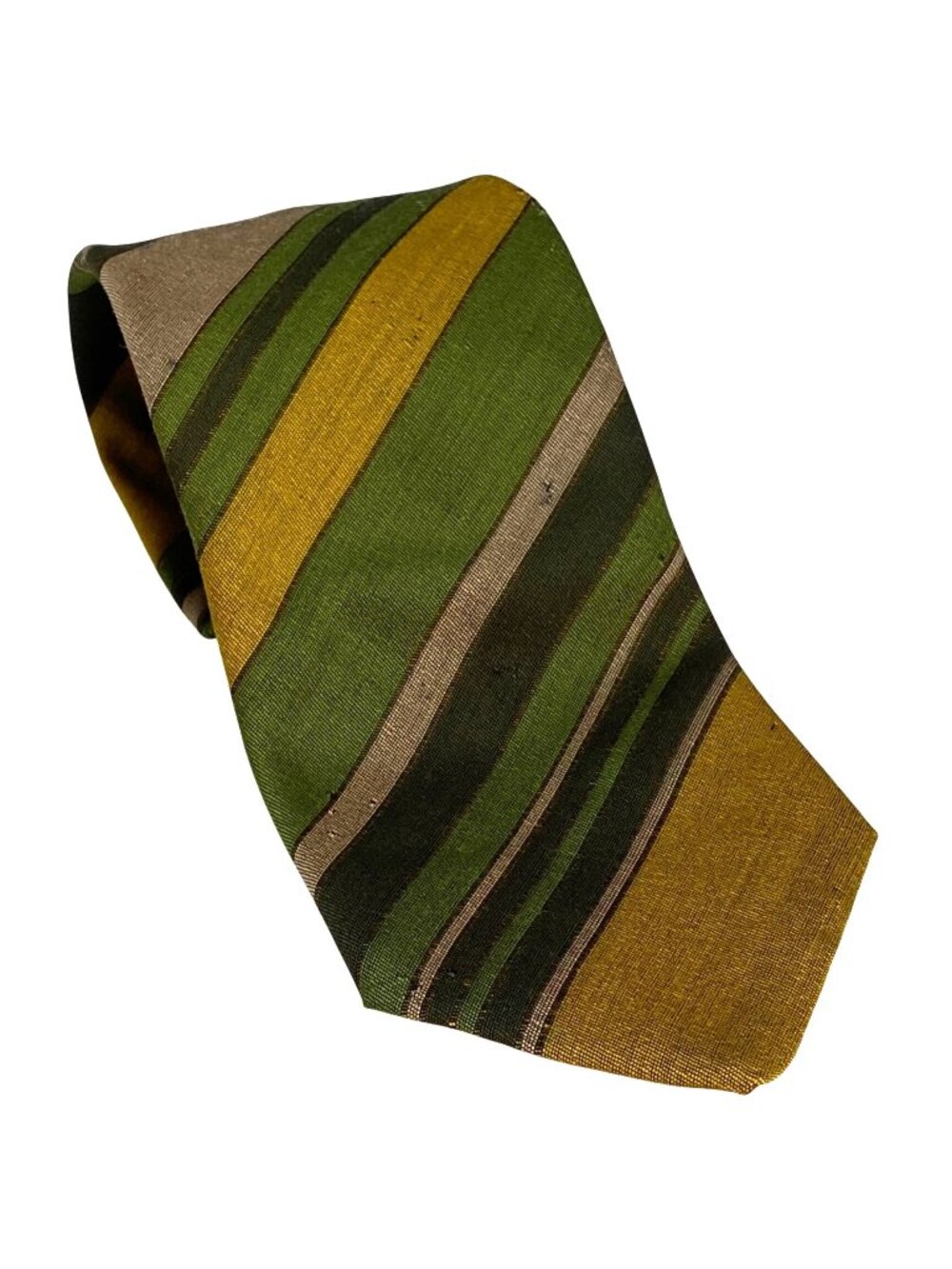 BJ Ernst Rare Collectible Vintage 1960's Green Yellow Striped Retro Neck Tie